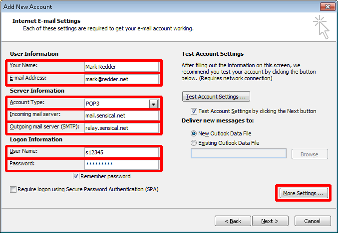 POP Main Settings