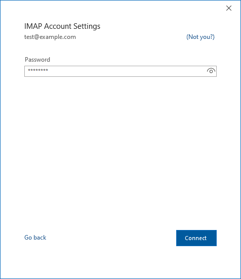 Outlook Simplified Wizard IMAP Password
